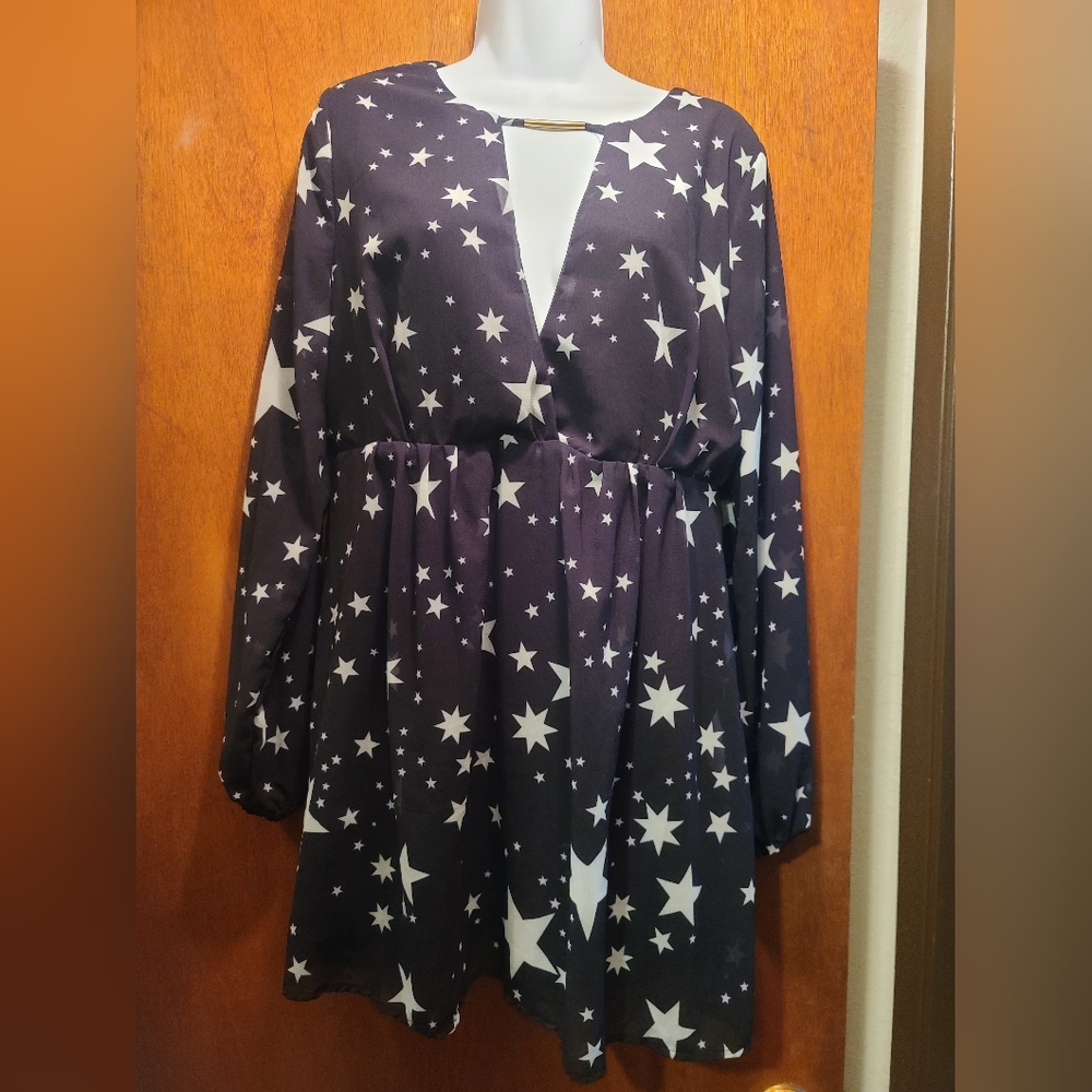 Starry Night Black and White Dress